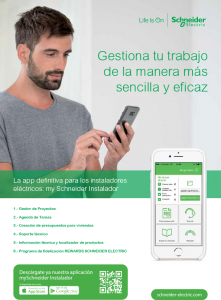 Anuncio schneider App instaladores Pantalla